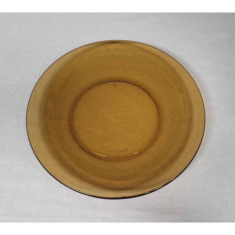 Arcopal France Topaze Collection Amber-colored Glass Plate 9 inch Vintage 1980s